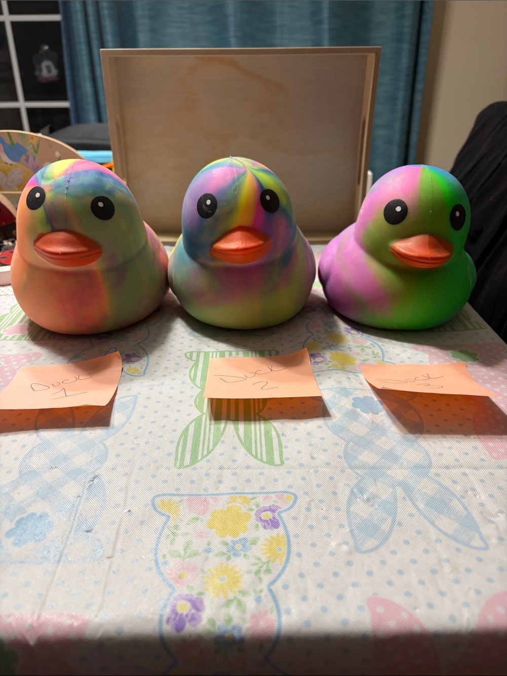 Squishy squeezy Tie-Dye Rubber Ducks - Rainbow Pastel